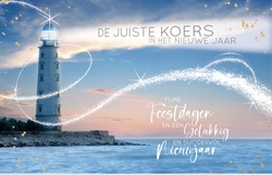 Kerstkaart   Sfeervolle vuurtoren Achterkant/Voorkant